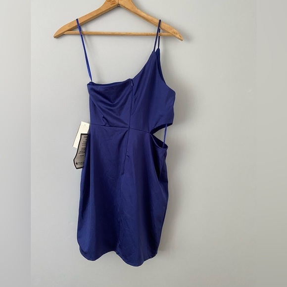 NWT Jump Apparel Dress Size 3/4 Blue One Shoulder Spaghetti Stap Cutout Dress - Picture 5 of 13
